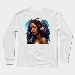 Poli'ahu Hawaiian Goddess of Snow Mauna Kea Illustration Mythology Long Sleeve T-Shirt